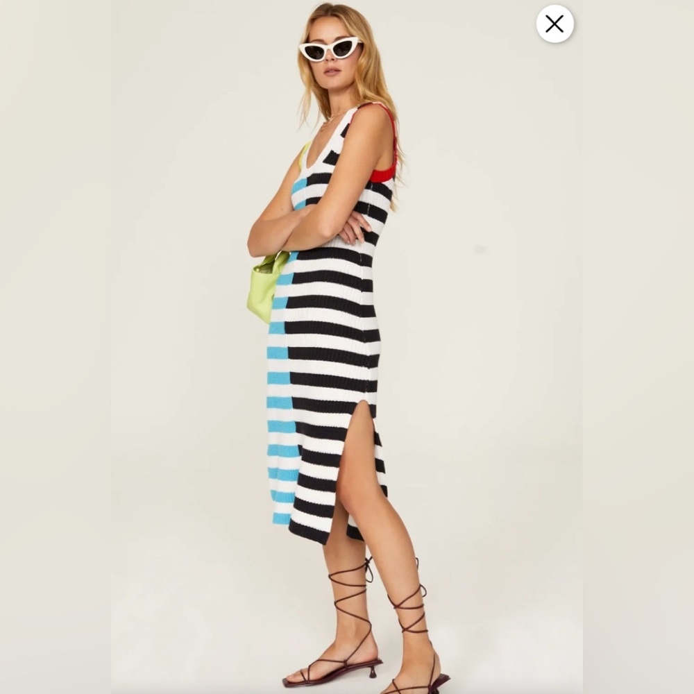 NWT, Staud Seashore Striped Knit Midi-Dress, Sx XL